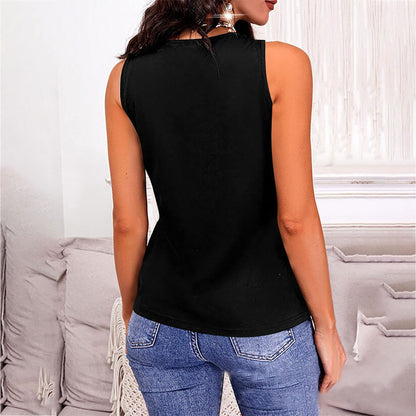 Women's V-Neck Wide Strap Bling Tank Top