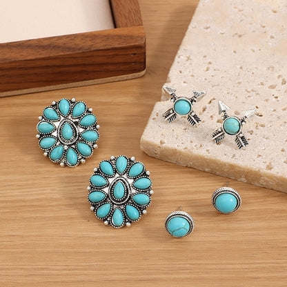 Women's Turquoise 3 Piece Earrings Set