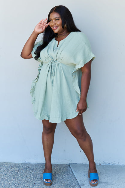 Ninexis Out Of Time Ruffle Hem Dress with Drawstring Waistband