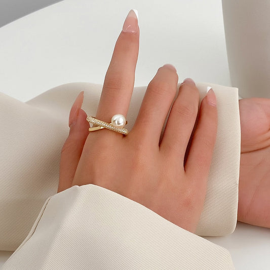 Women's 18K Gold-Plated Elegant Pearl Ring