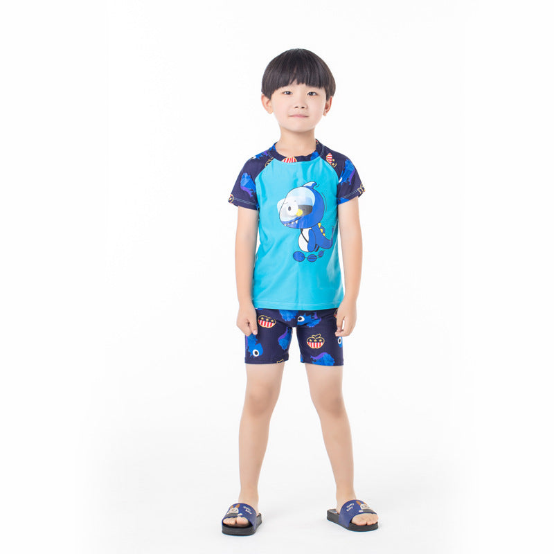 Boy's Dinosaur Print Swimwear Set