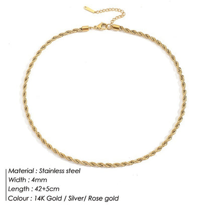 Women's Gold Plated 3mm/4mm Twist Necklace