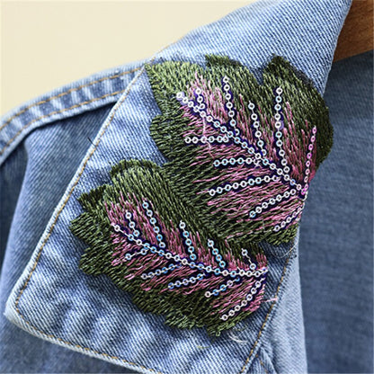 Women's Beaded Embroidered Denim Jacket