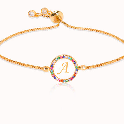 Women's Colorful Rainbow Initial Bracelet