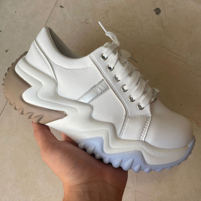 Women's Leather Thick Sole Casual Sneakers