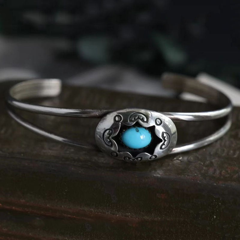 Women's Bohemian Natural Turquoise Cuff Bracelet