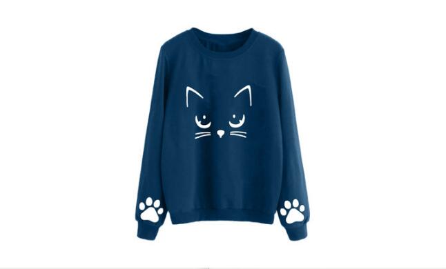 Women's Cat Print Sweatshirt