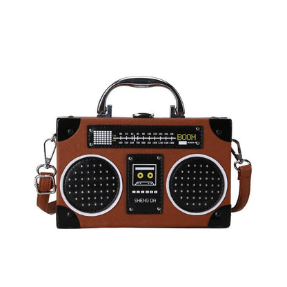 Women's Retro Radio-Shaped Leather Handbag