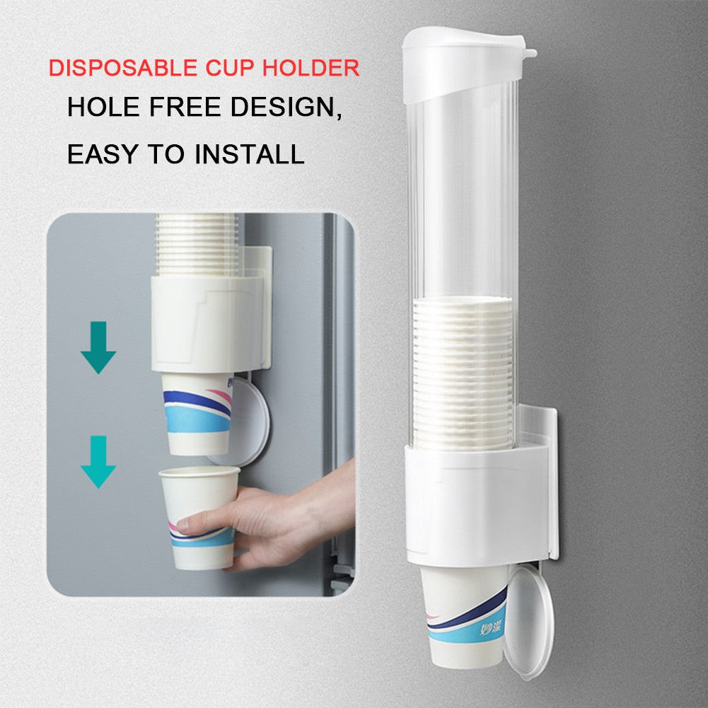 Plastic Cups Holder Disposable Cup Rack Dust-proof Paper Cups Eco-friendly Dispenser for Office Home Rooms Supplies