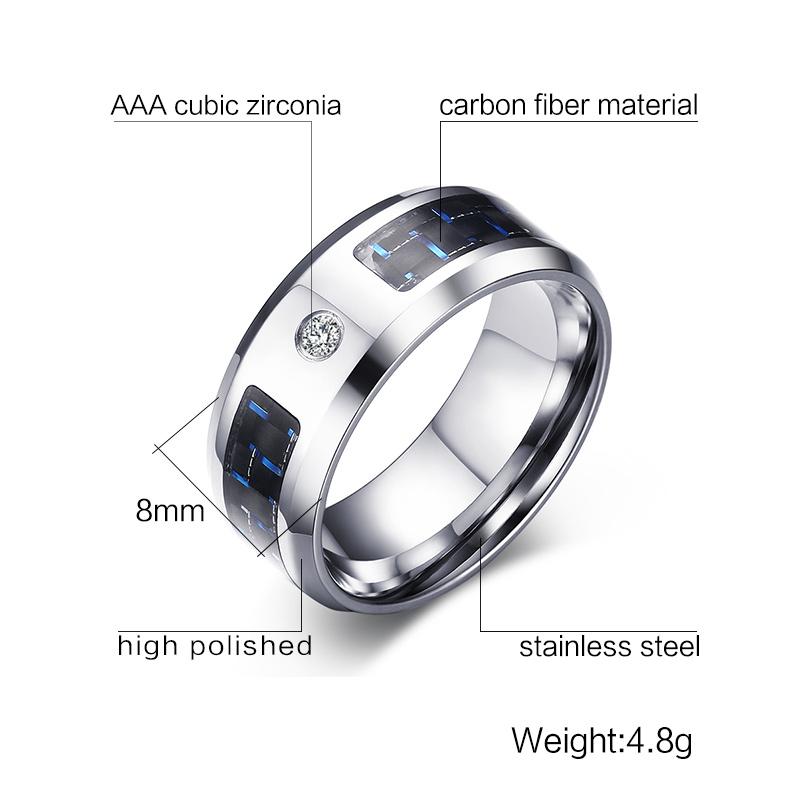 Men's Stainless Steel 8mm CZ Ring