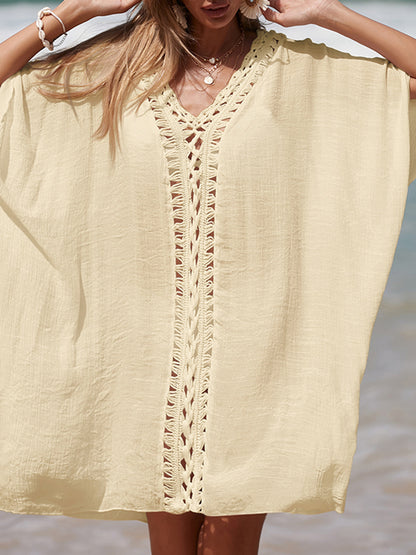 Women's Cutout V-Neck Three-Quarter Sleeve Cover Up