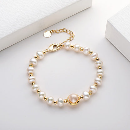 Women's 14K Gold Plated Wrapped Pearl Bracelet