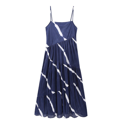 Women's Spaghetti Strap Creased Tie Dye dress