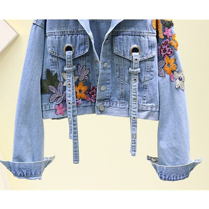 Women's Beaded Embroidered Denim Jacket