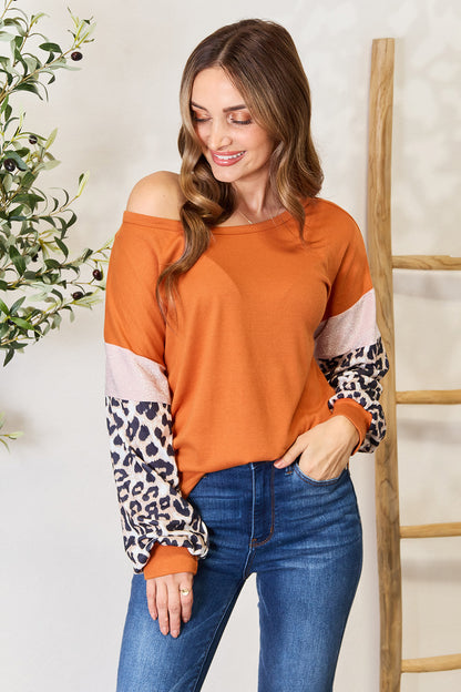 Women's Leopard Print Long Sleeve Blouse