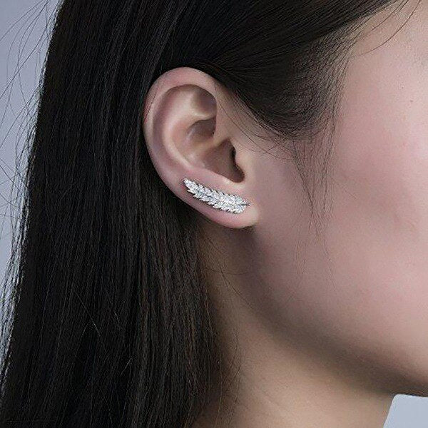 Women's Luxury CZ Leaf-Shaped Earrings