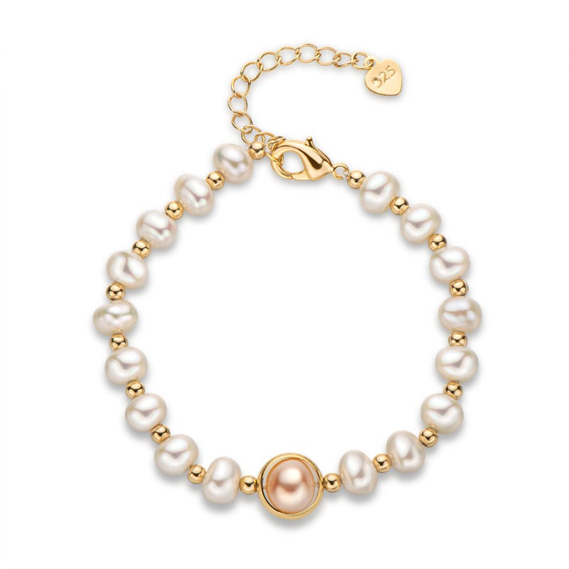 Women's 14K Gold Plated Wrapped Pearl Bracelet