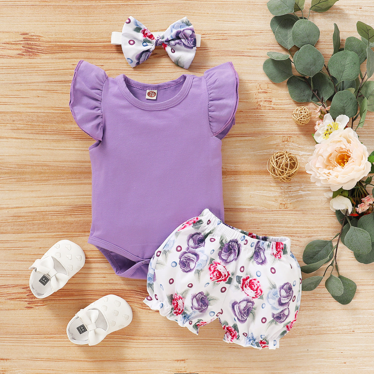 Girl's 0-18M 3 Piece Purple Outfit