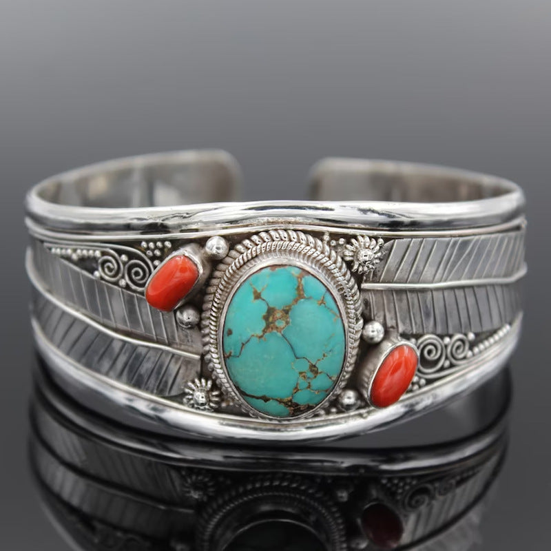 Women's Bohemian Natural Turquoise Cuff Bracelet