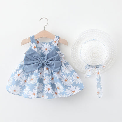 Girl's Floral Print Suspender Dress