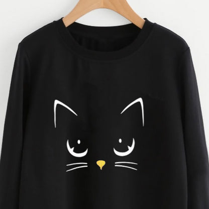 Women's Cat Print Sweatshirt