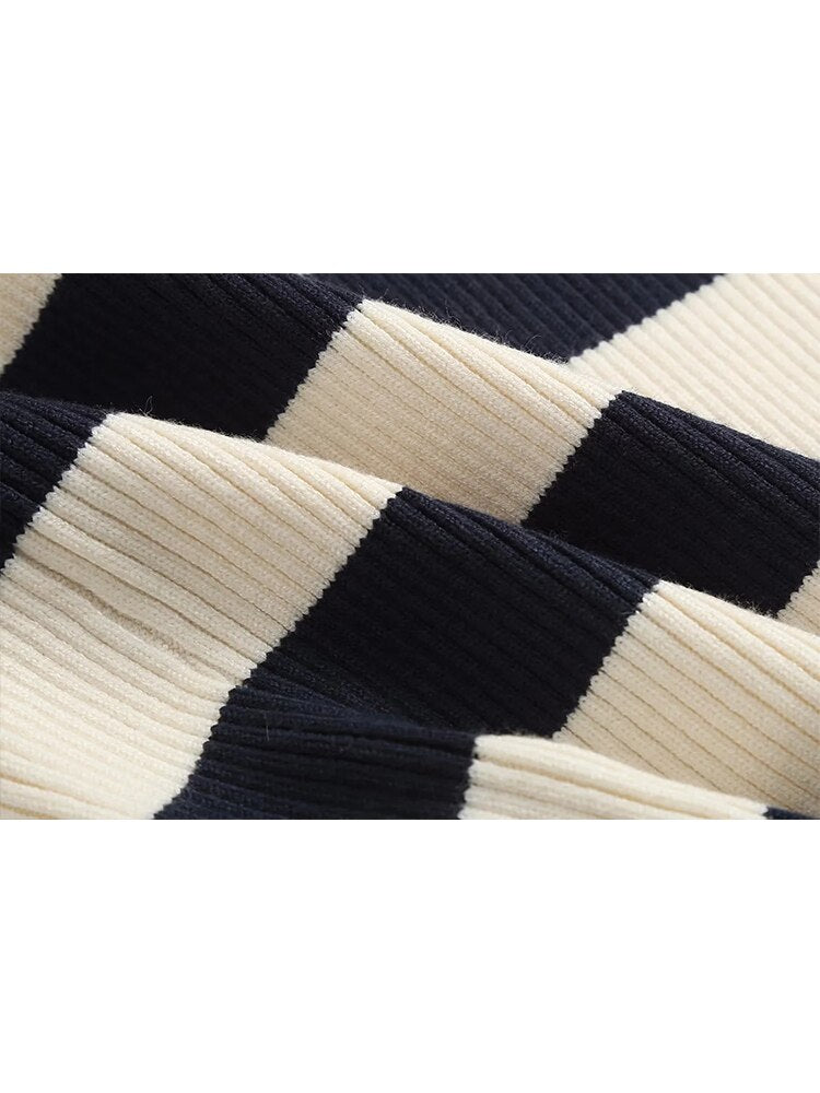 Women's Long Sleeve Striped Knitted Dress