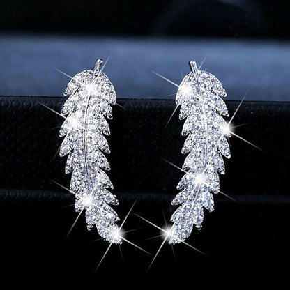 Women's Luxury CZ Leaf-Shaped Earrings