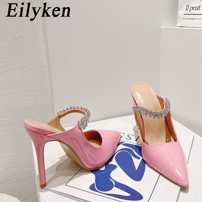 Women's Crystal Strap Pointed Toe High Heels