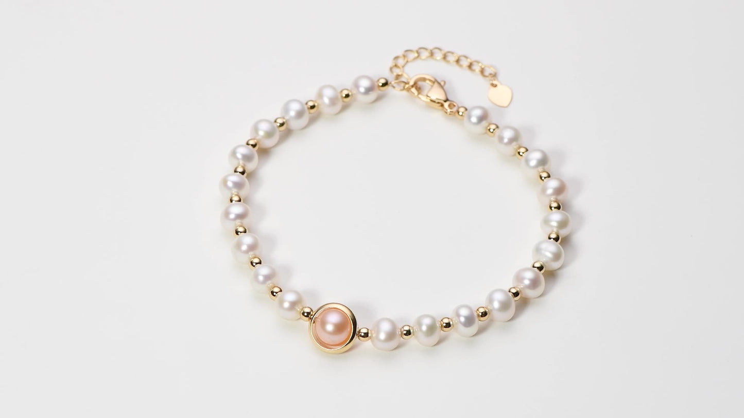 Women's 14K Gold Plated Wrapped Pearl Bracelet