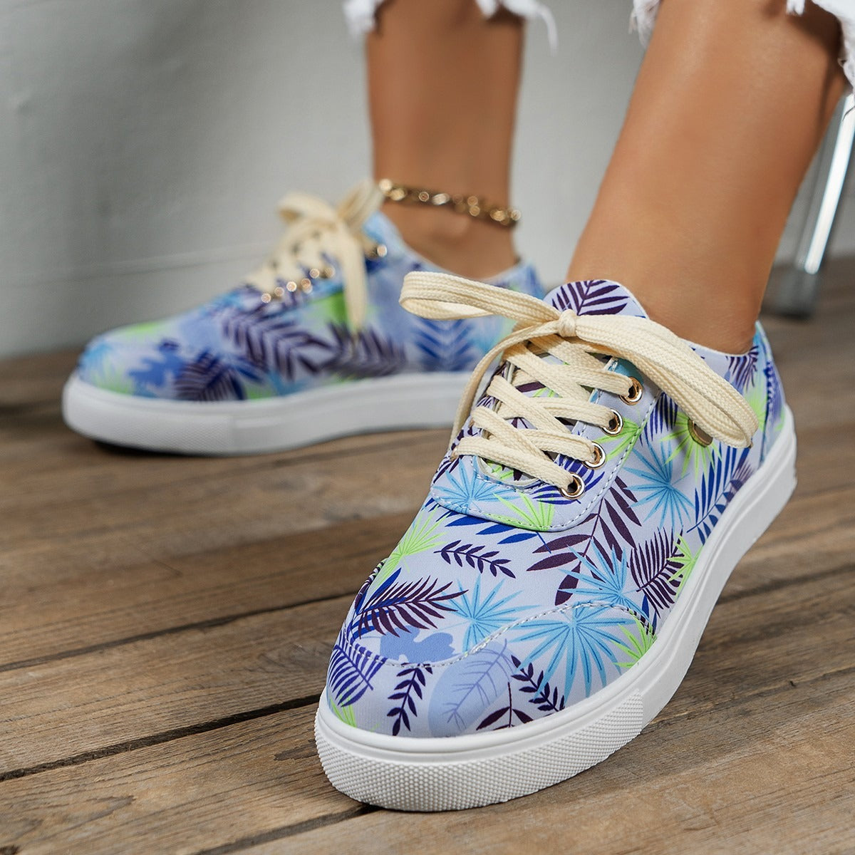 Women's Flower Print Casual Shoes