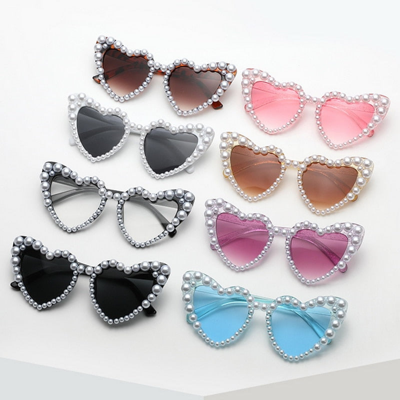 Women's Heart Shaped Pearl Sunglasses