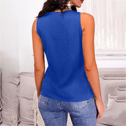 Women's V-Neck Wide Strap Bling Tank Top