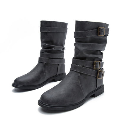 Women's Flat Bottom Motorcycle Boots