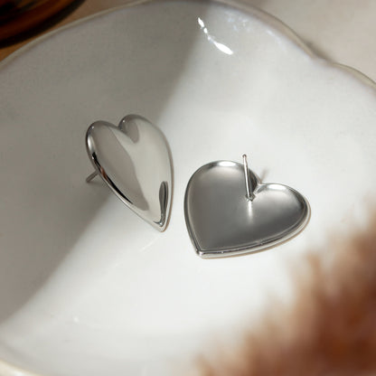 18K Gold-Plated Heart Stud Earrings