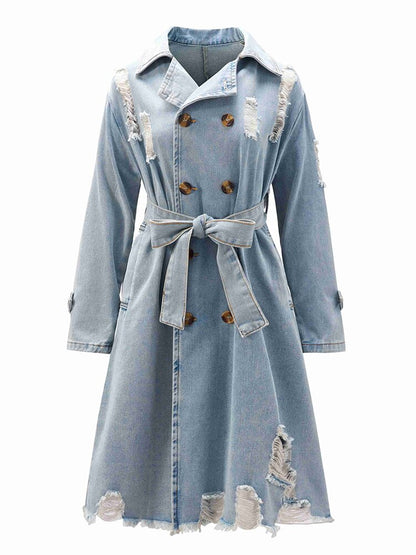 Women's Double-Breasted Denim Trench Coat