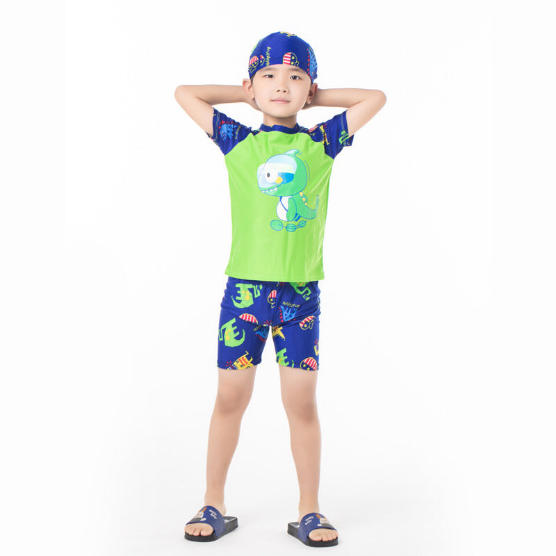 Boy's Dinosaur Print Swimwear Set