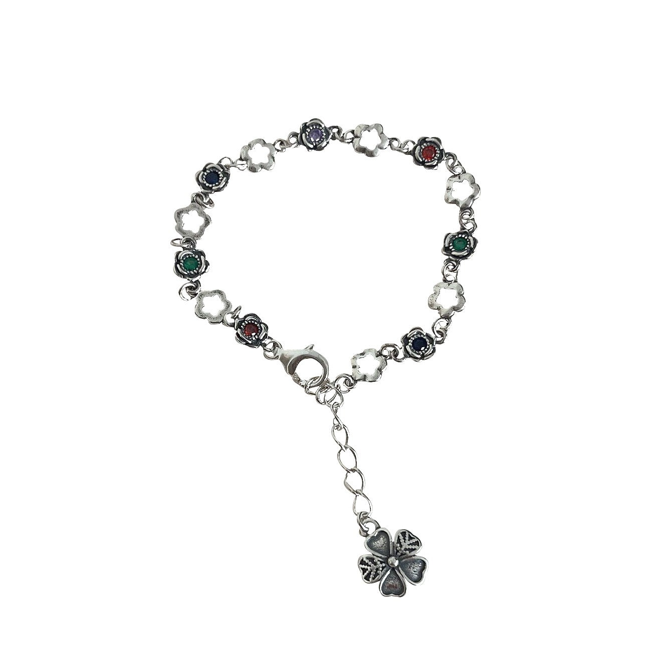 Women's 925 Silver CZ Rose Bracelet