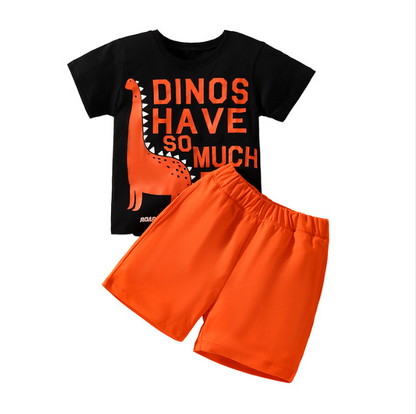 Boy's Short Sleeve Dinosaur Shorts Set