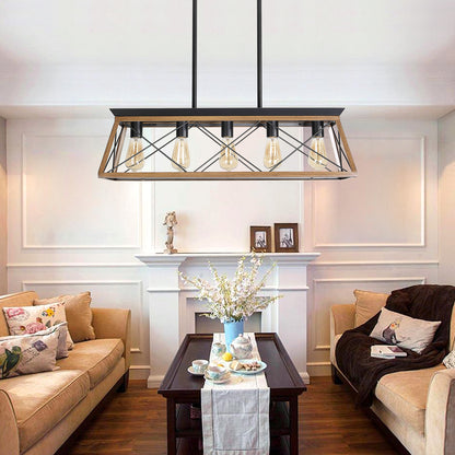 Farmhouse Chandeliers With 5 Bulbs For Dining Room Walnut