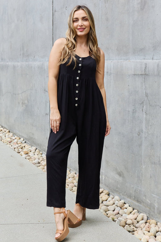 Women's Wide Leg Button Down Jumpsuit