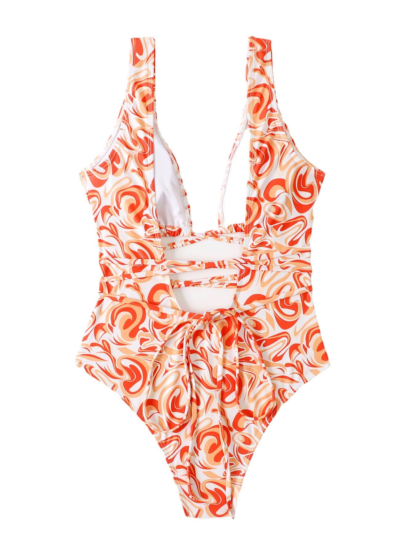 Women's Open-Front Drawstring One-Piece Bathing Suit