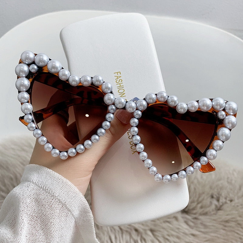 Women's Heart Shaped Pearl Sunglasses