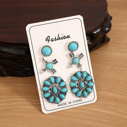 Women's Turquoise 3 Piece Earrings Set