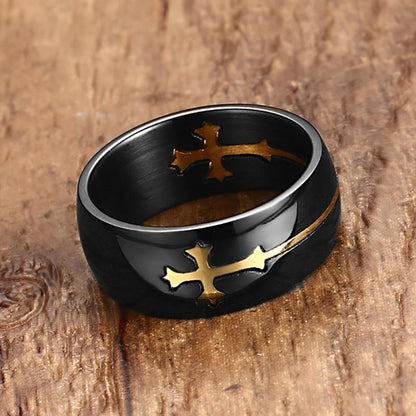 Men's Stainless Steel 8mm Cross Ring