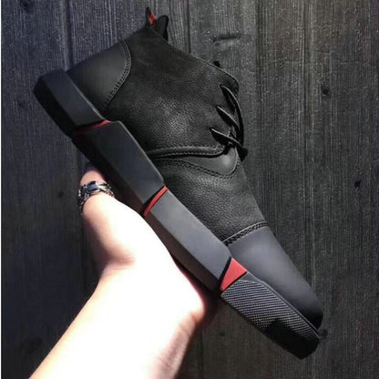 Men's Black Leather Casual Sneakers