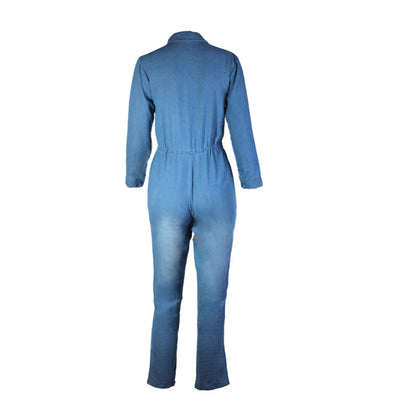 Women's Long Sleeve Denim Jumpsuit