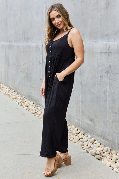 Women's Wide Leg Button Down Jumpsuit