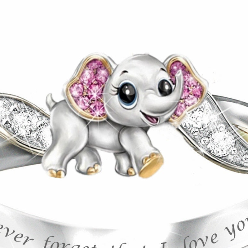 Never Forget That I Love You Silver Elephant Ring