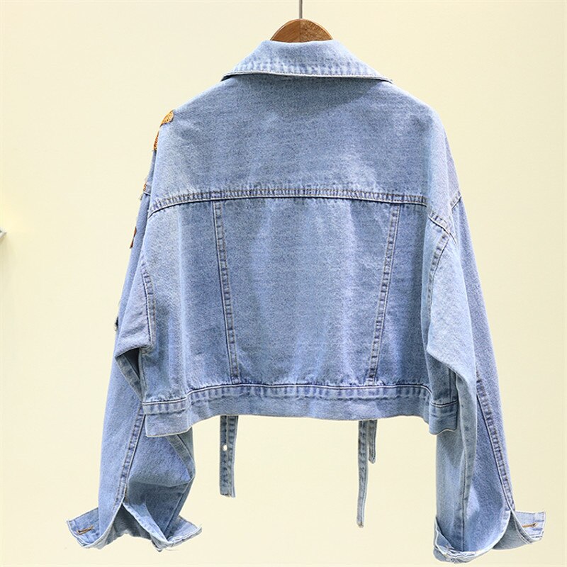 Women's Beaded Embroidered Denim Jacket