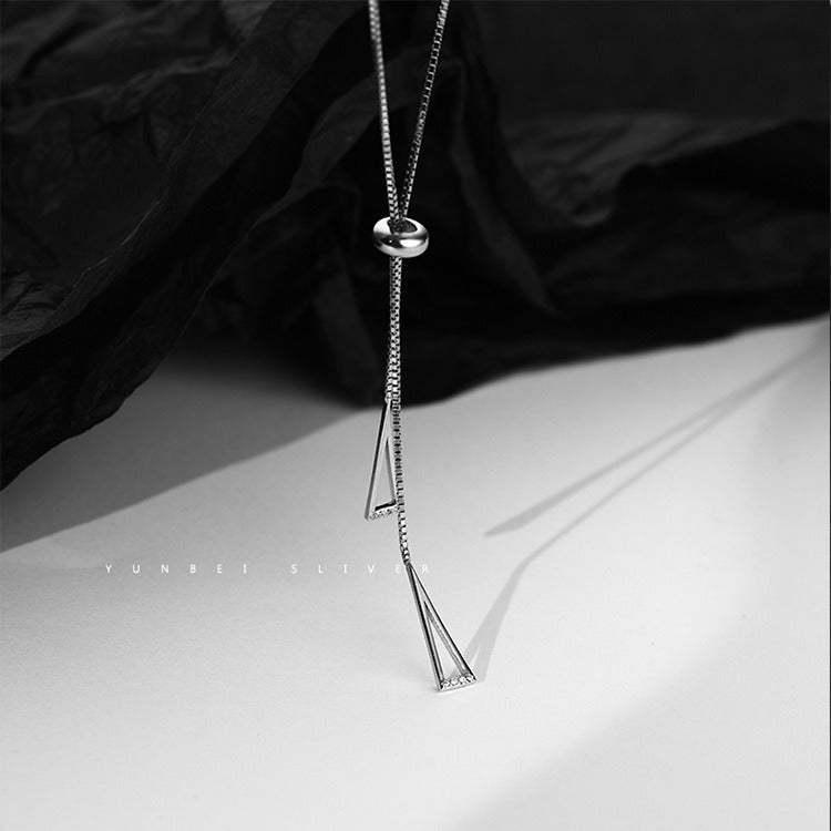 Women's 925 Sterling Silver Geometric Triangle Necklace